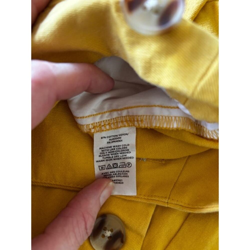 LOFT Outlet Petite 8‎ Yellow Skinny Ankle Pants Button Pocket Cotton Stretch - Picture 7 of 8